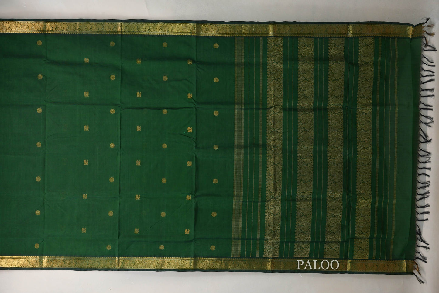 Deep Bottle Green Vegan Silk Cotton Saree by Shreenivas Silks PSSR0110033