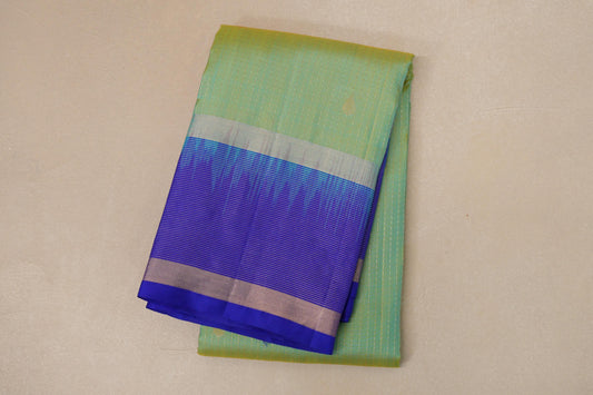 Dual tone of mint green and aqua blue Light Weight Kanjivaram Silk Saree