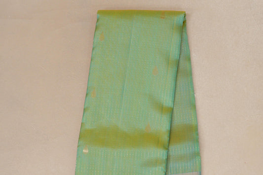 Dual tone of mint green and aqua blue Light Weight Kanjivaram Silk Saree body