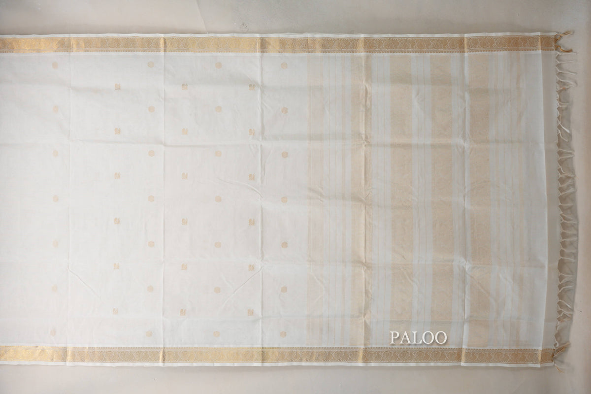 Cream Vegan Silk Cotton Saree by Shreenivas Silks PSSR0110034