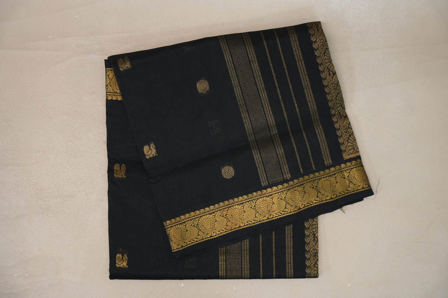 Black Vegan Silk Cotton Saree by Shreenivas Silks PSSR0110035