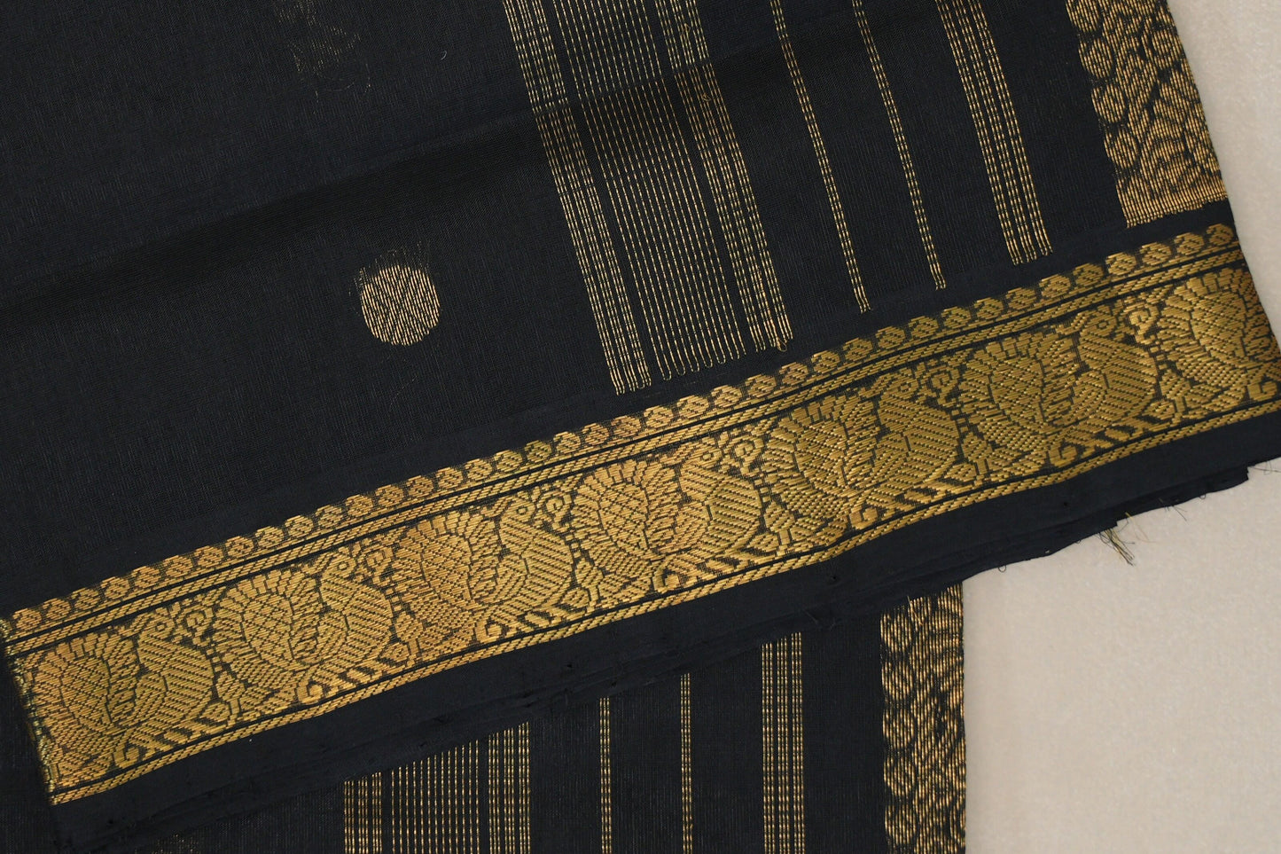 Black Vegan Silk Cotton Saree by Shreenivas Silks PSSR0110035