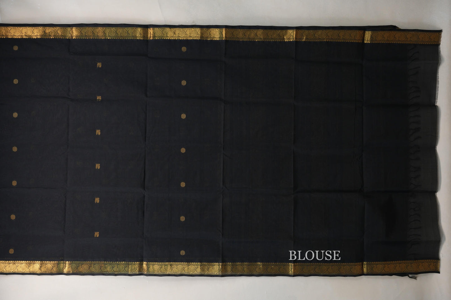 Black Vegan Silk Cotton Saree by Shreenivas Silks PSSR0110035
