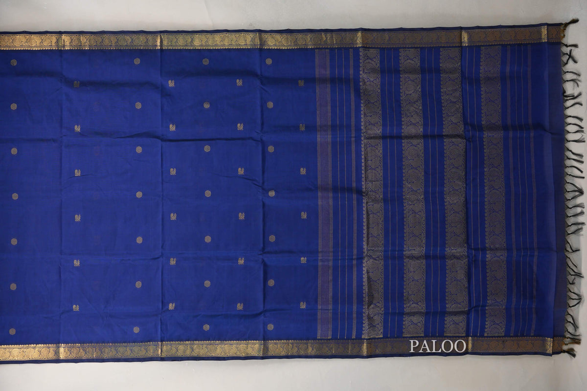 Deep Blue Vegan Silk Cotton Saree by Shreenivas Silks PSSR0110036
