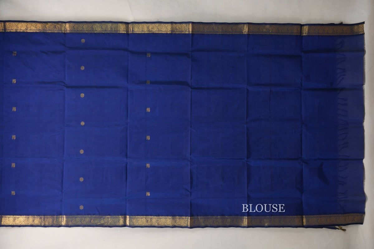 Deep Blue Vegan Silk Cotton Saree by Shreenivas Silks PSSR0110036