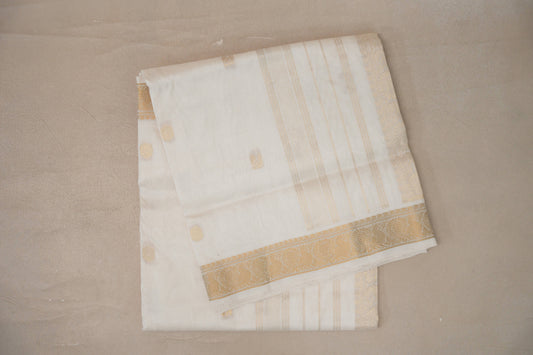 Cream Vegan Silk Cotton Saree folded