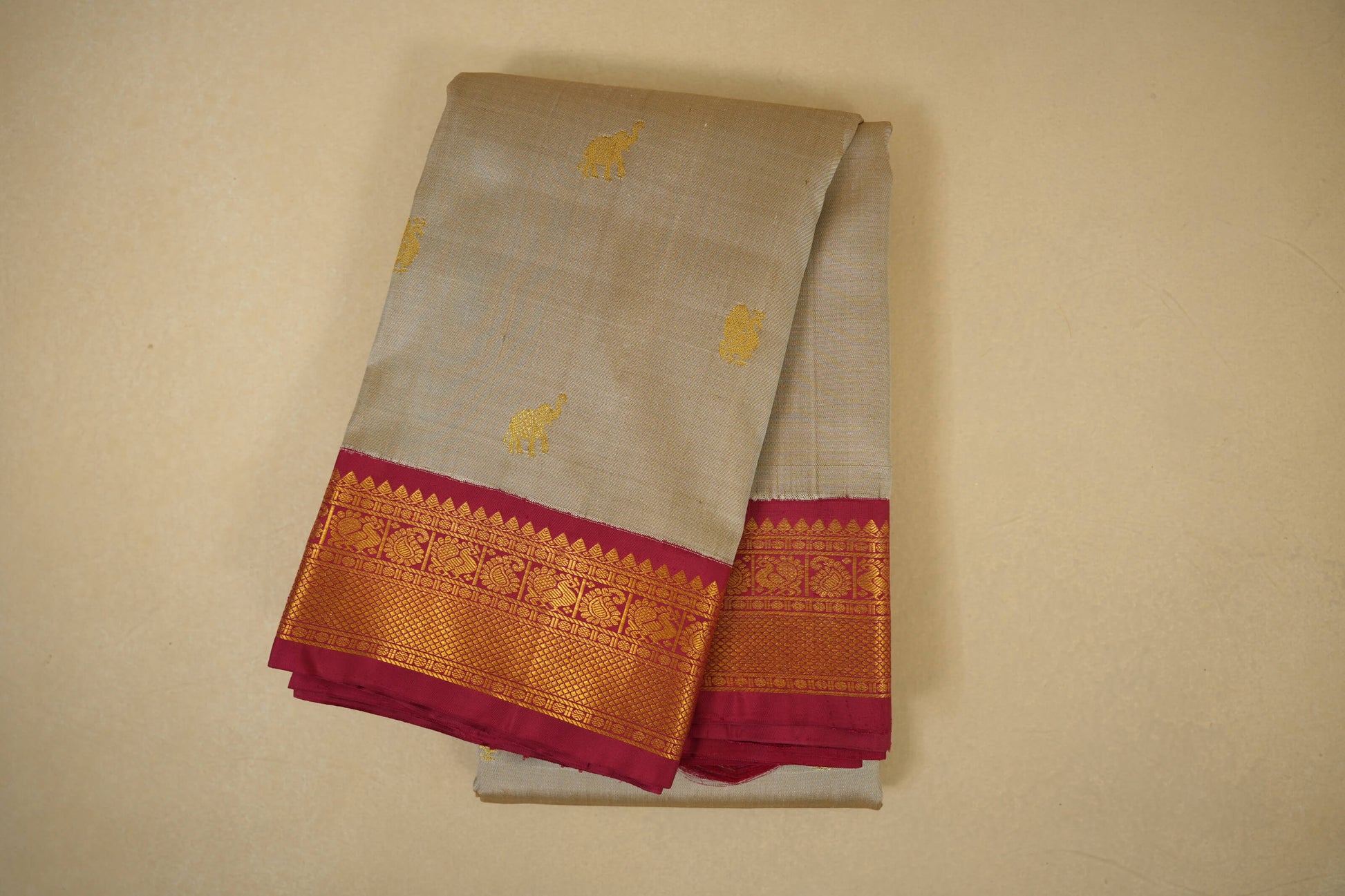 Grey vintage kanjivaram silk saree