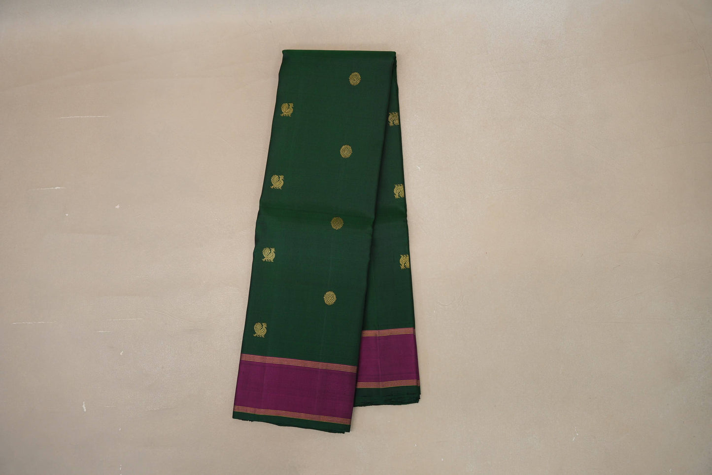 Bottle Green with magenta borders Vintage Kanjivaram Silk Saree  by Shreenivas Silks PSSR018860