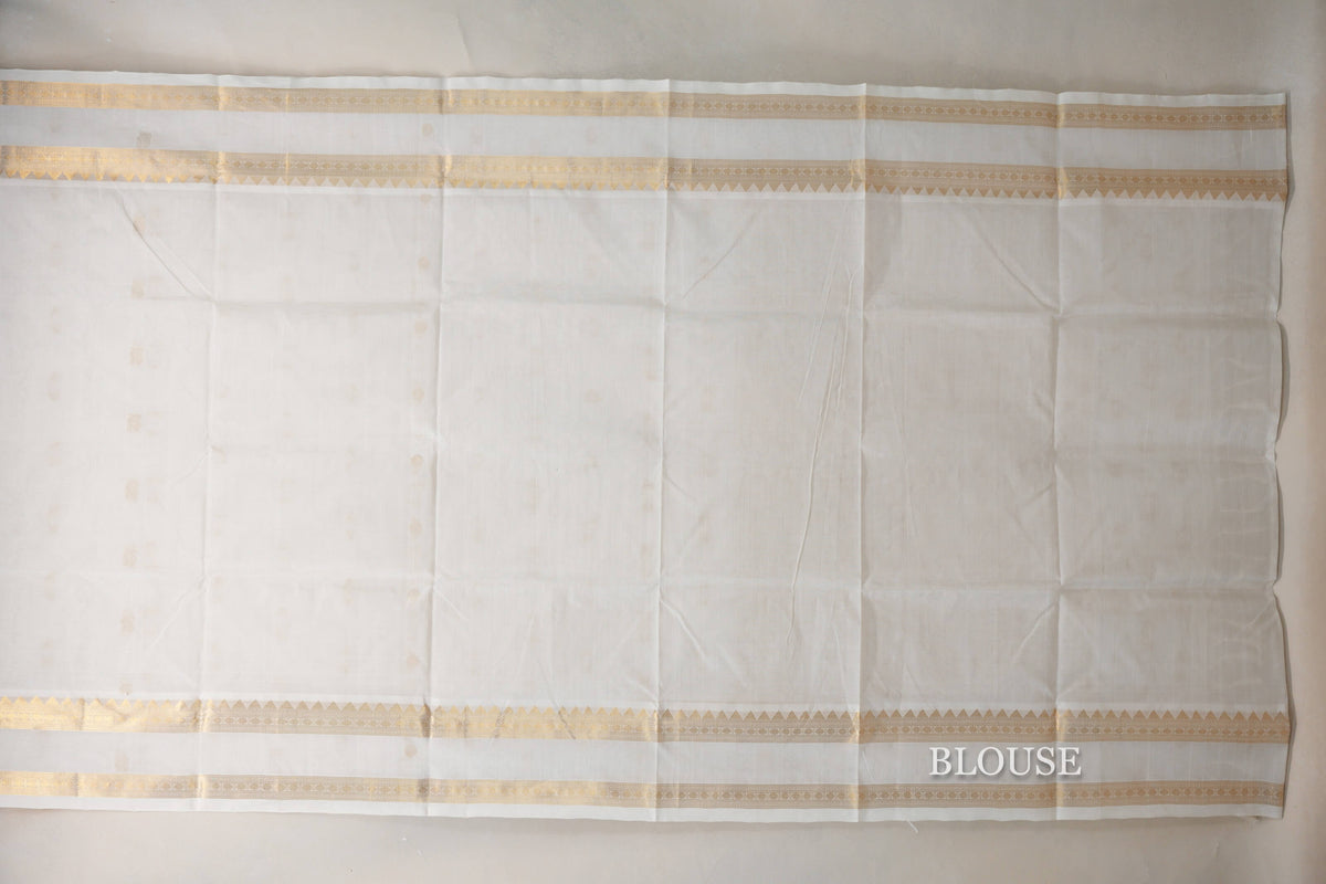 Cream Vegan Silk Cotton Saree by Shreenivas Silks PSSR0110039