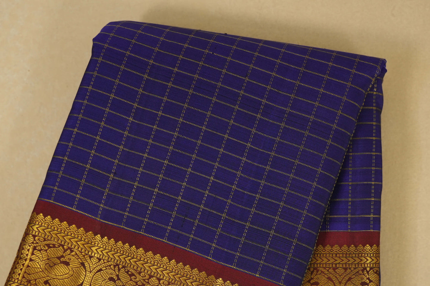 checked vintage kanjivaram silk saree