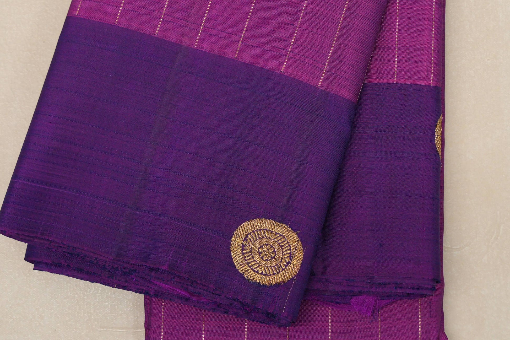 Magenta with Purple border Vintage Kanjivaram Silk Saree border