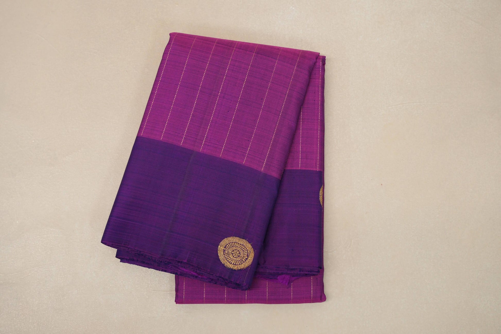 Magenta with Purple border Vintage Kanjivaram Silk Saree