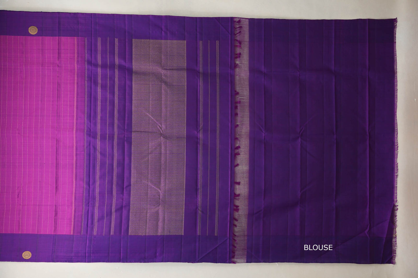 Magenta with Purple border Vintage Kanjivaram Silk Saree blouse