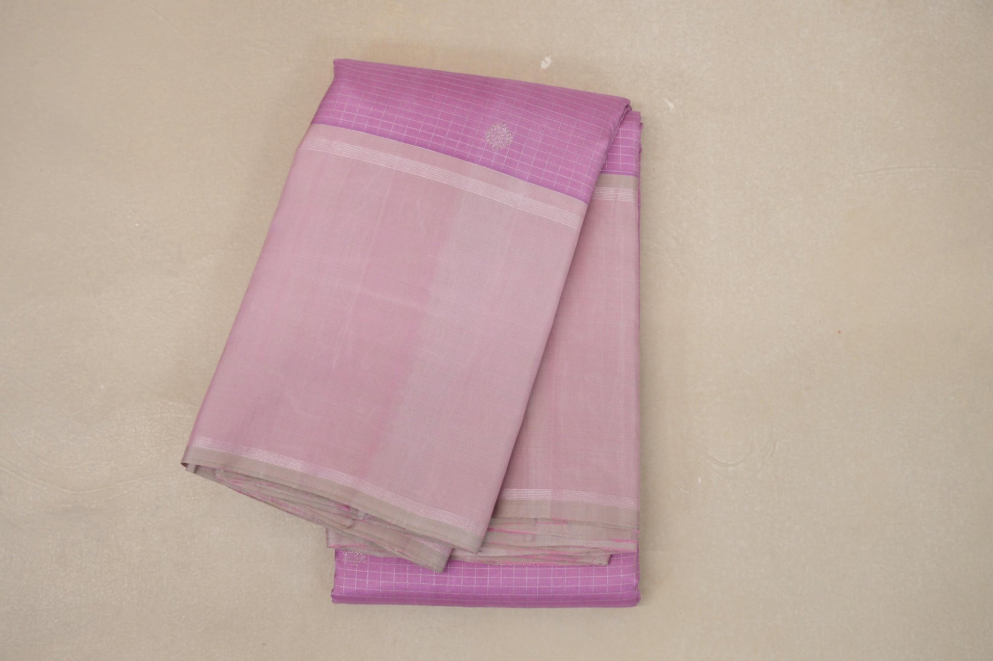 Light Lavender with greenish pink border Vintage Kanjivaram Silk Saree 