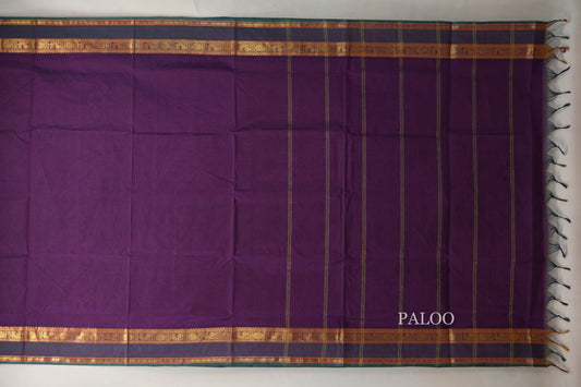 Deep purple Vegan Silk Cotton Saree paloo