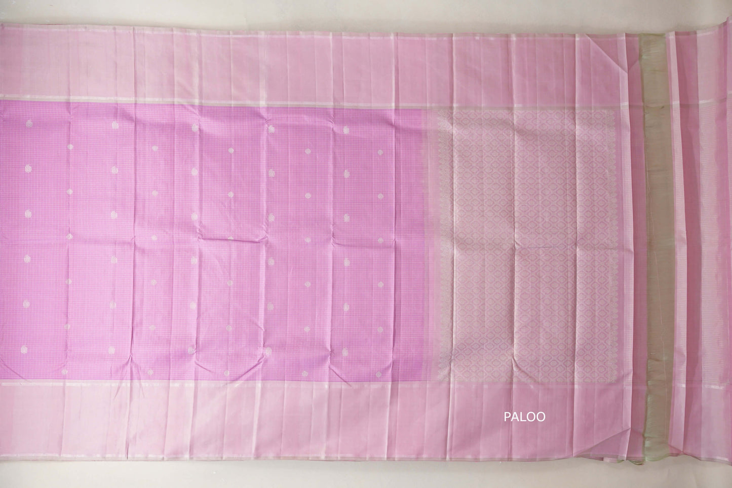 Light Lavender with greenish pink border Vintage Kanjivaram Silk Saree  paloo