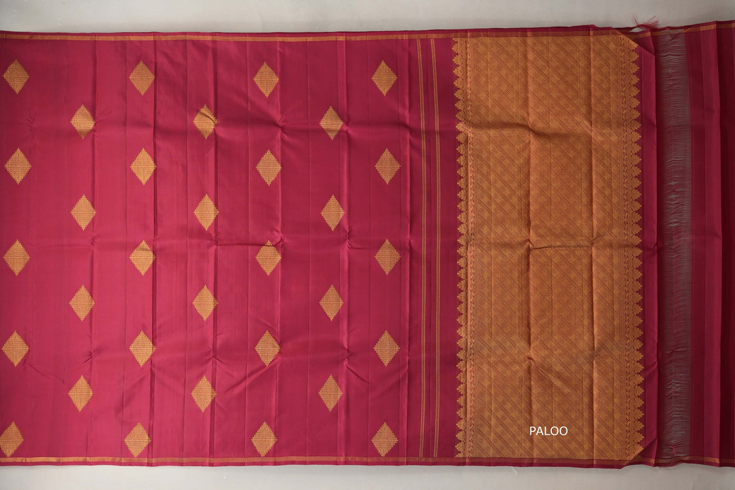 Maroon Vintage Kanjivaram Silk Saree paloo