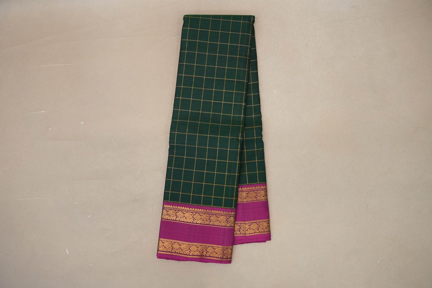 Bottle Green with magenta border Vintage Kanjivaram Silk Saree  by Shreenivas Silks PSSR018865
