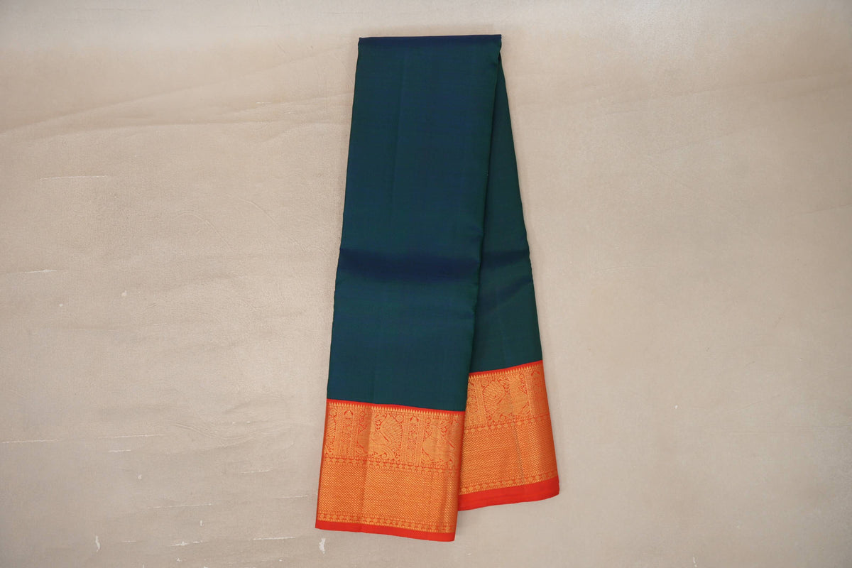 Peacock Blue Vintage Kanjivaram Silk Saree online