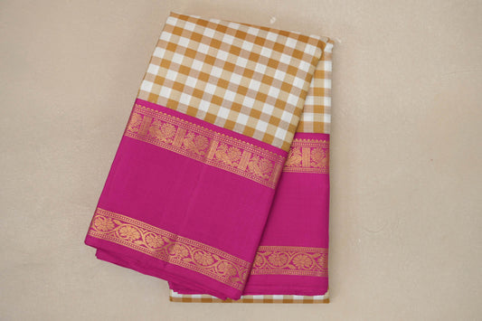 Multicolor with Dark Pink border Vintage Kanjivaram Silk Saree