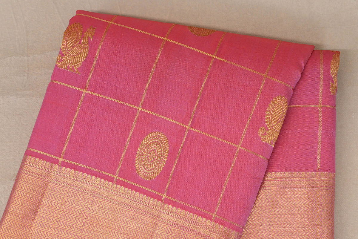 Onion Pink Vintage Kanjivaram Silk Sareebosdy zoom