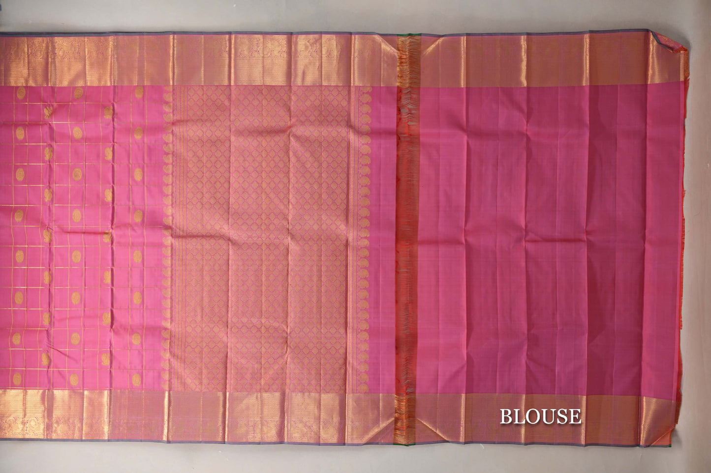 Onion Pink Vintage Kanjivaram Silk Saree blouse