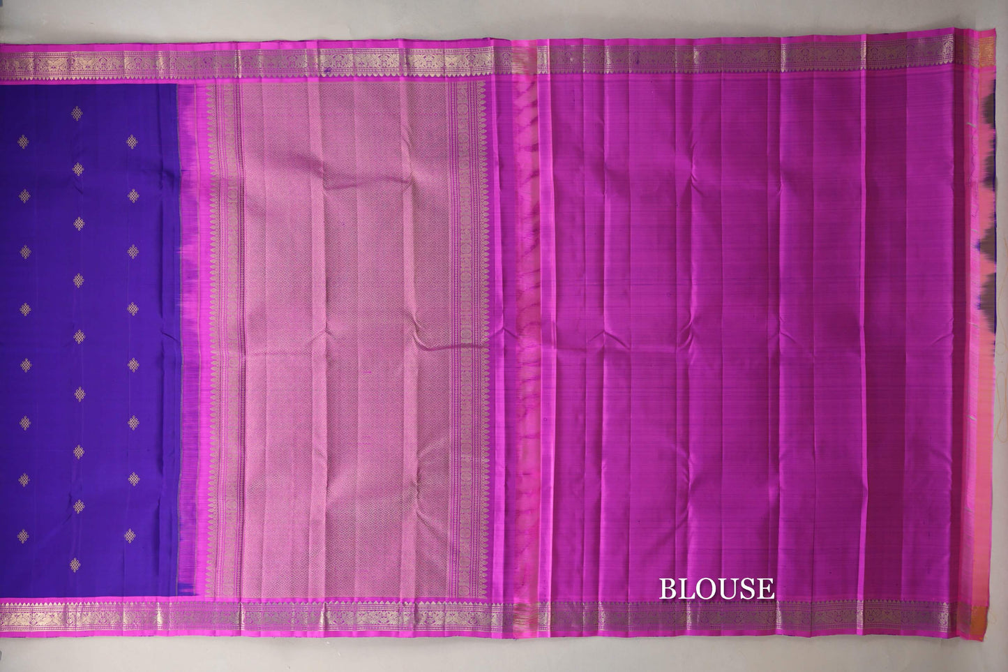 Violet Purple Vintage Kanjivaram Silk Saree blouse