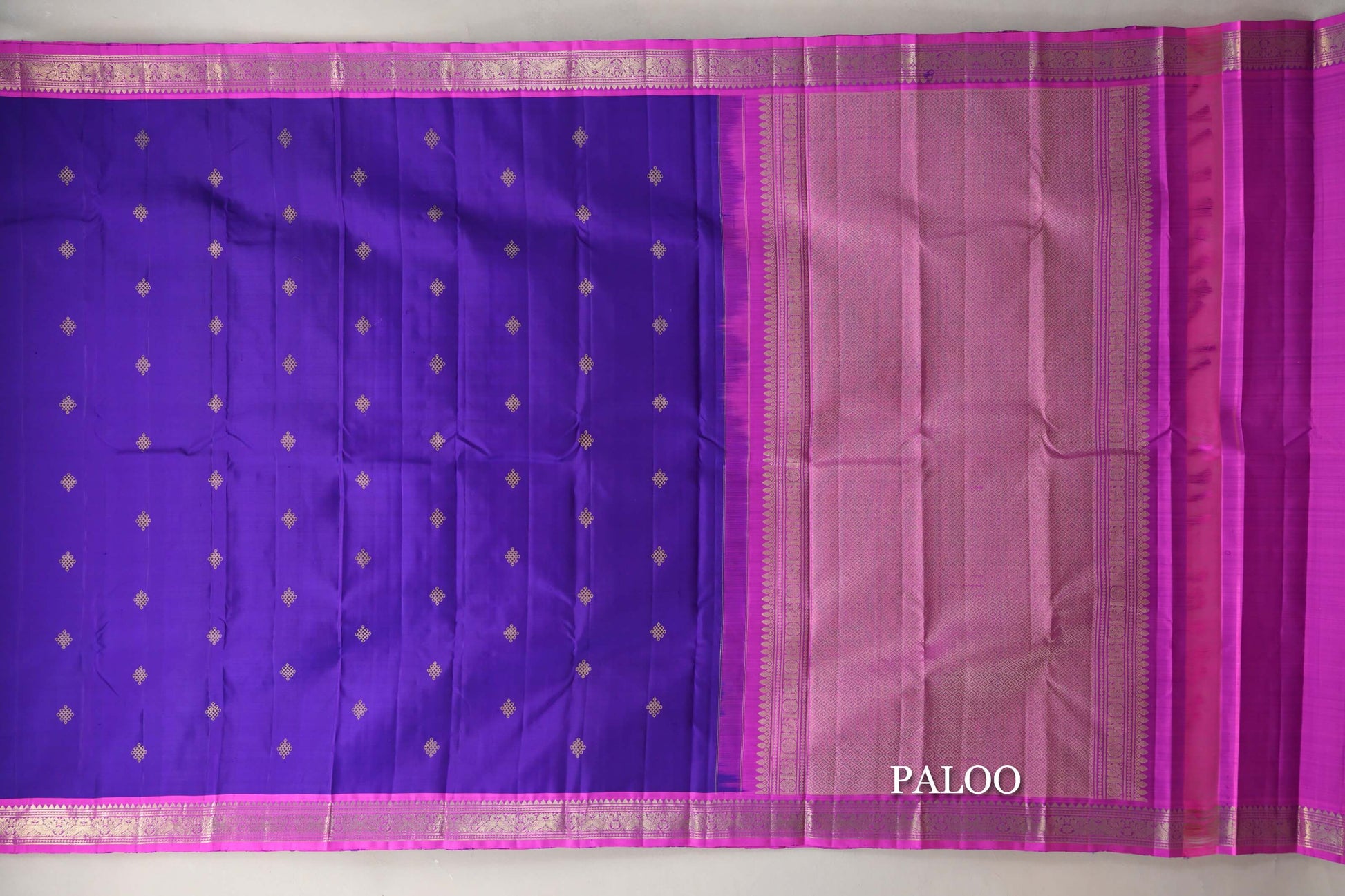 Violet Purple Vintage Kanjivaram Silk Saree paloo