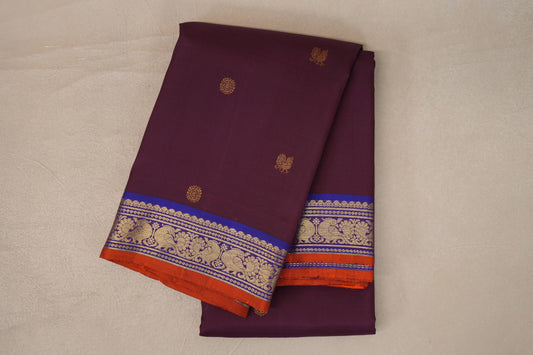 folded Deep Wine Vintage Kanjivaram Silk Saree