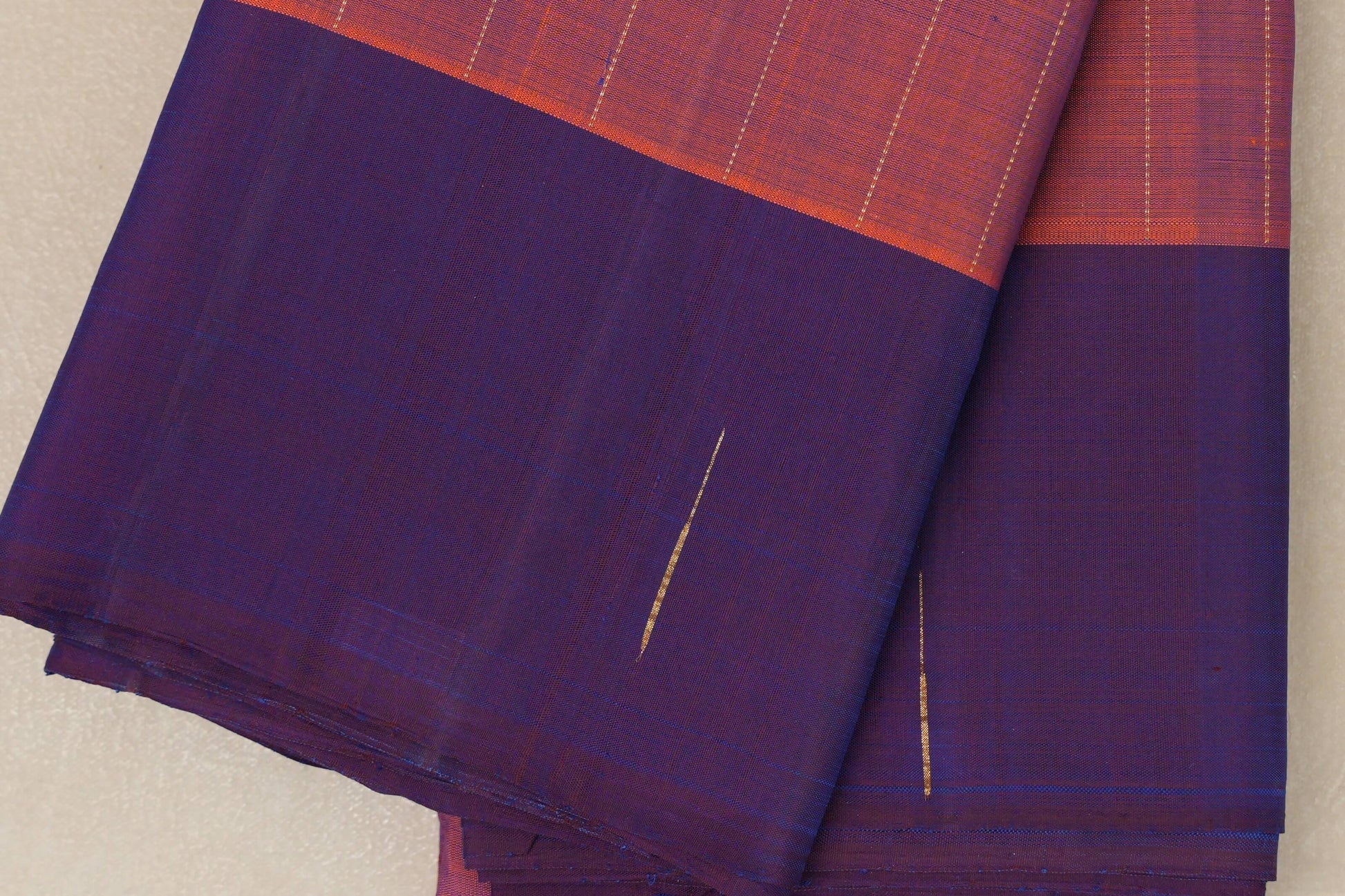 Rust with Purple border Plant based Kanjivaram Silk Saree by Shreenivas Silks border