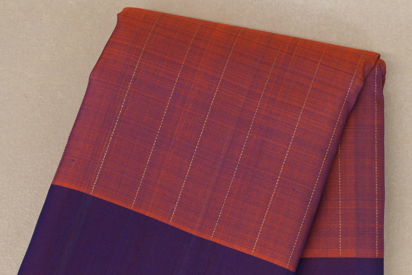 Rust with Purple border Plant based Kanjivaram Silk Saree by Shreenivas Silks body