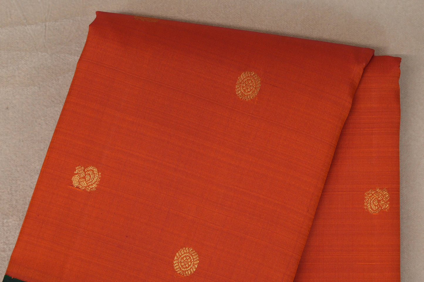 Bright Orange Vintage Kanjivaram Silk Sareebody zoom