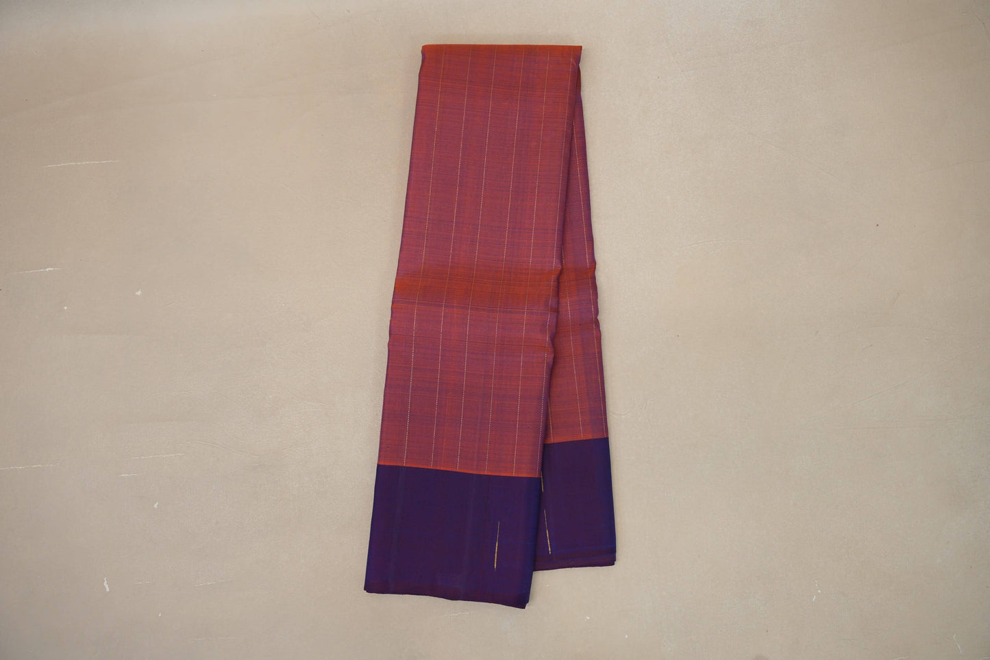 Rust with Purple border Plant based Kanjivaram Silk Saree by Shreenivas Silks PSSR018869