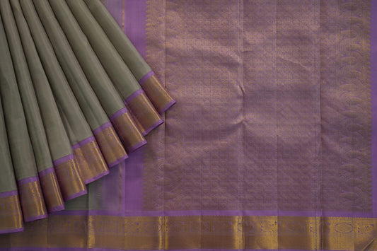 Silver grey kanchipuram silk saree