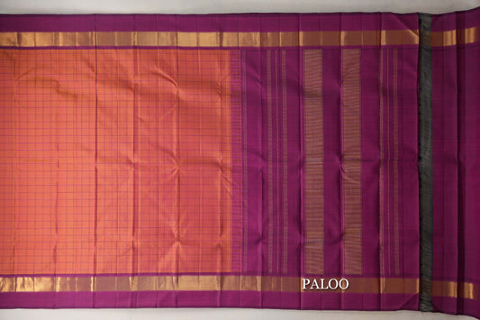 Dual Tone of Mustard and Pink Vintage Kanjivaram Silk Saree  paloo