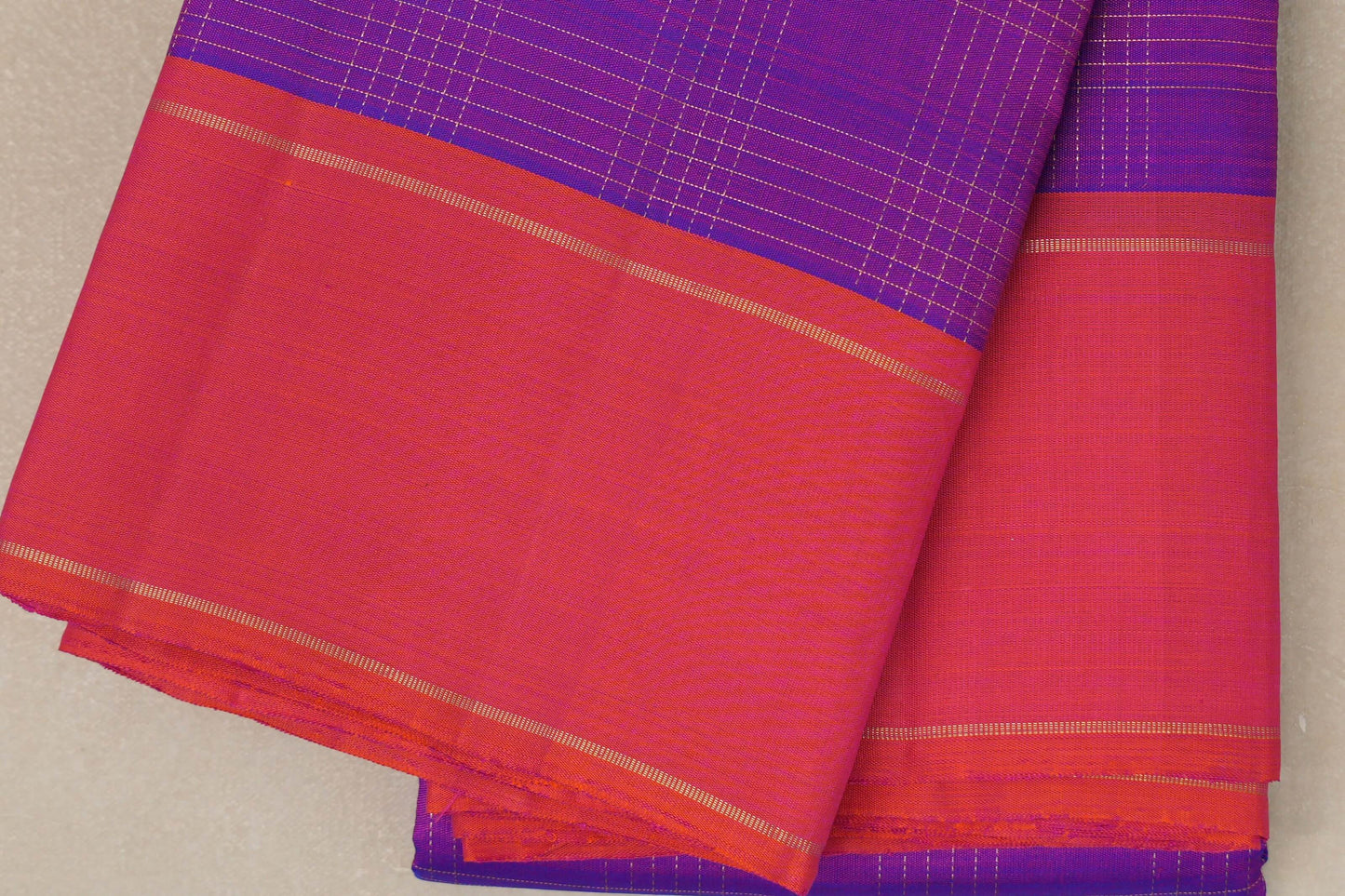 Magenta with Orange border Vintage Kanjivaram Silk Saree  border