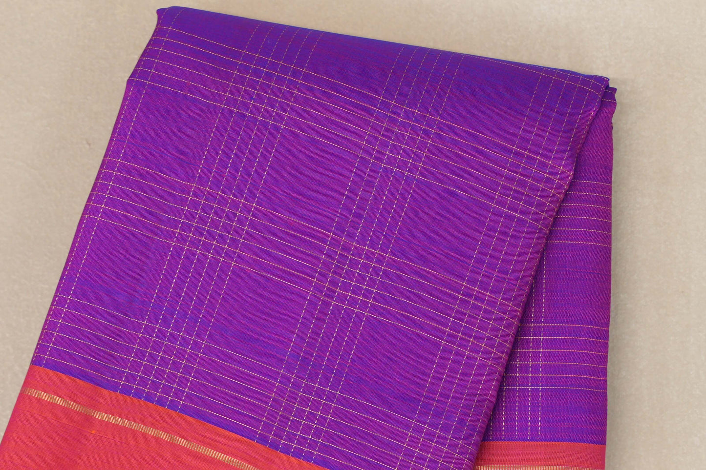 Magenta with Orange border Vintage Kanjivaram Silk Saree body