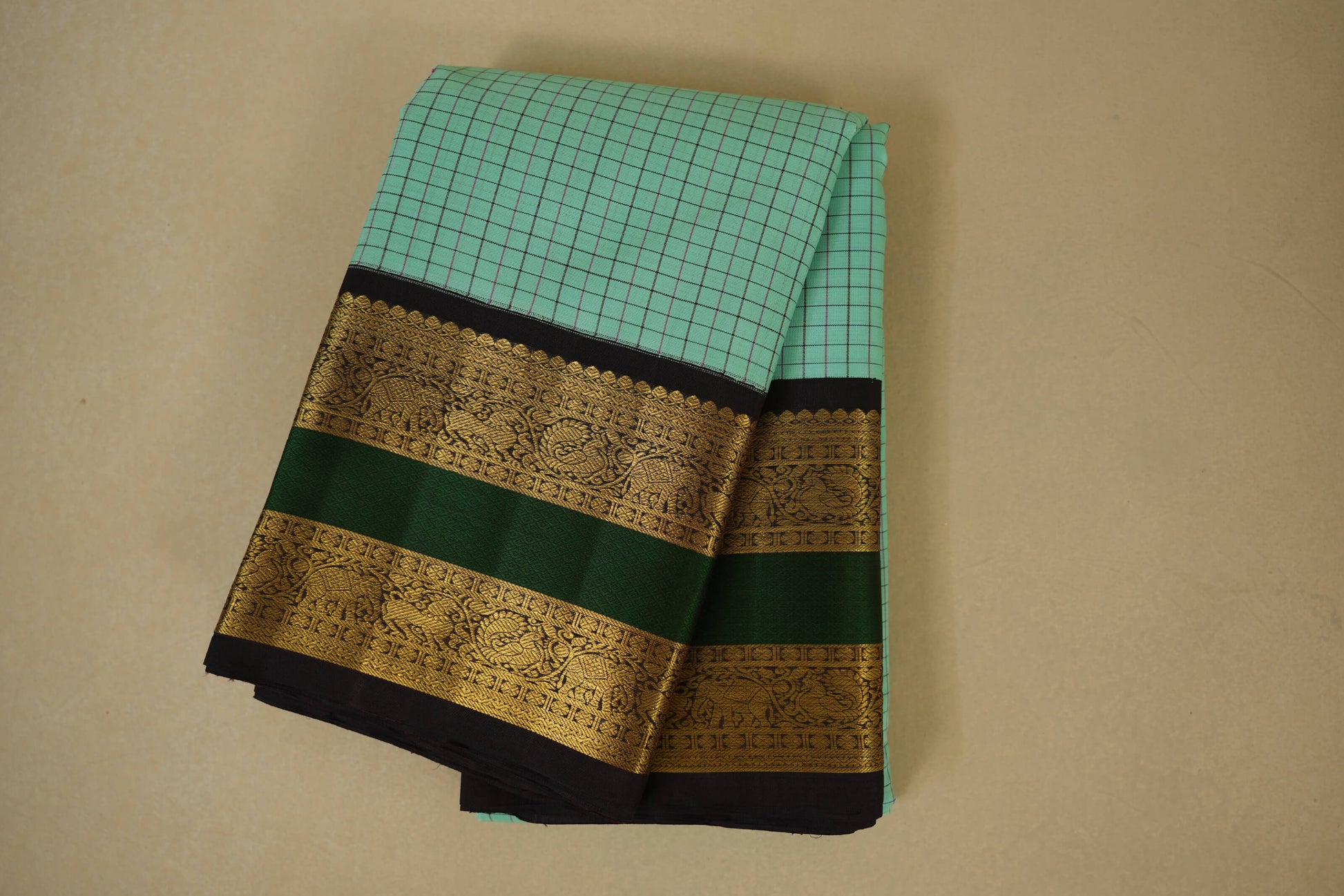 Rama green vintage kanjivaram silk saree
