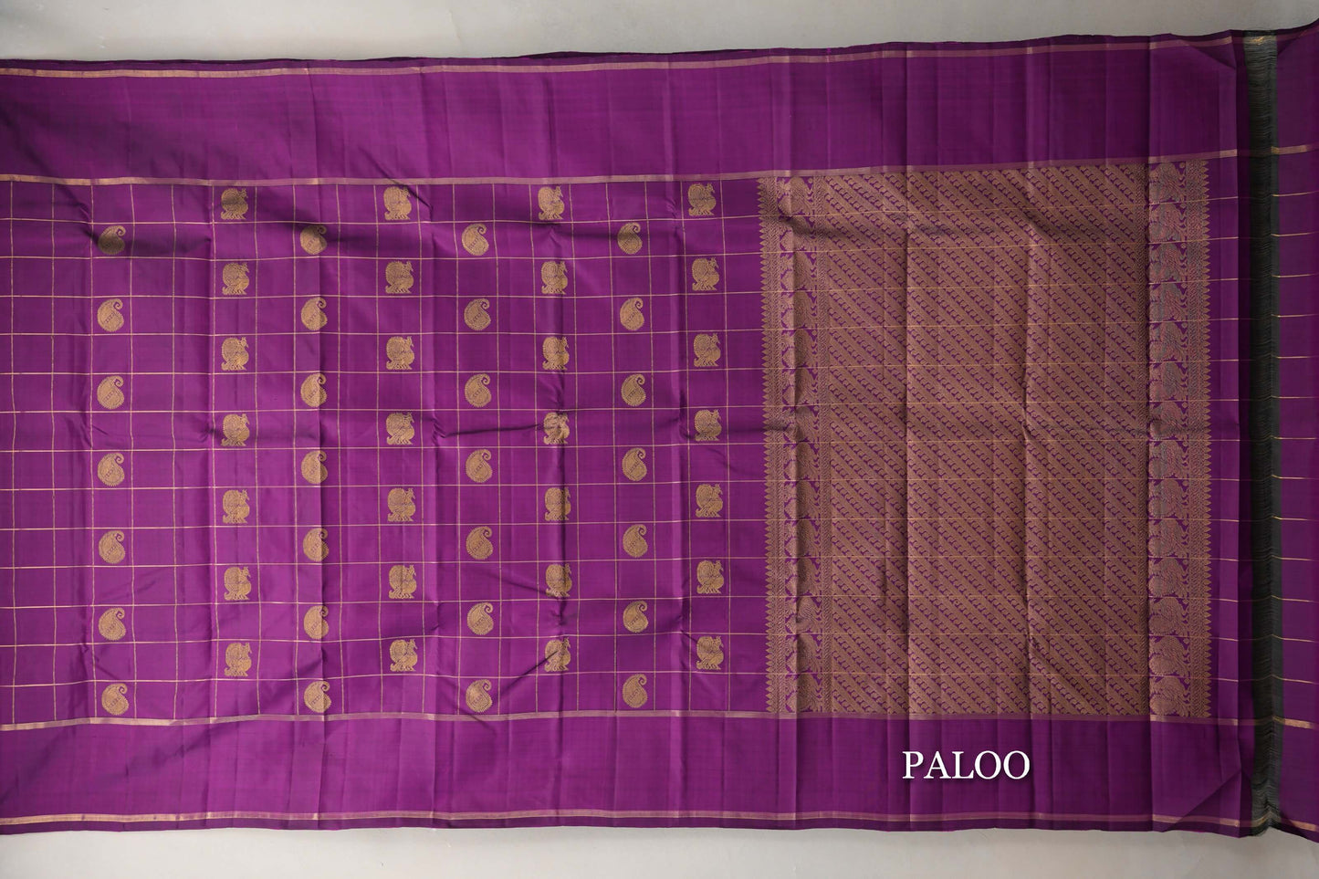 Deep Purple Vintage Kanjivaram Silk Saree paloo