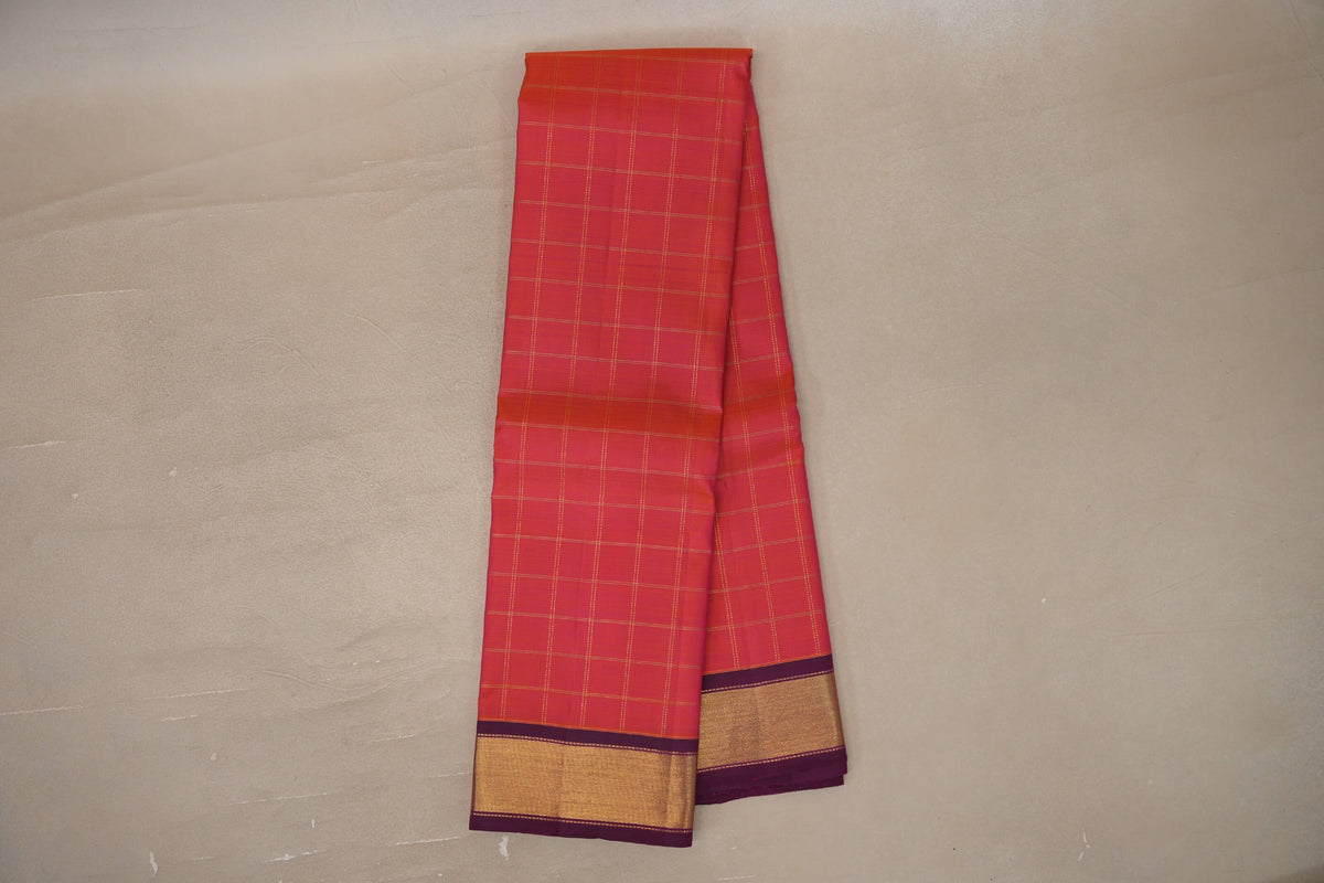 Dual Tone of Orange and Pink Vintage Kanjivaram Silk Saree  online