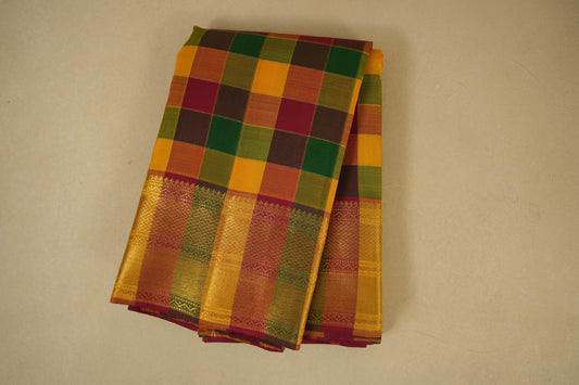 Multi color vintage kanjivaram silk saree