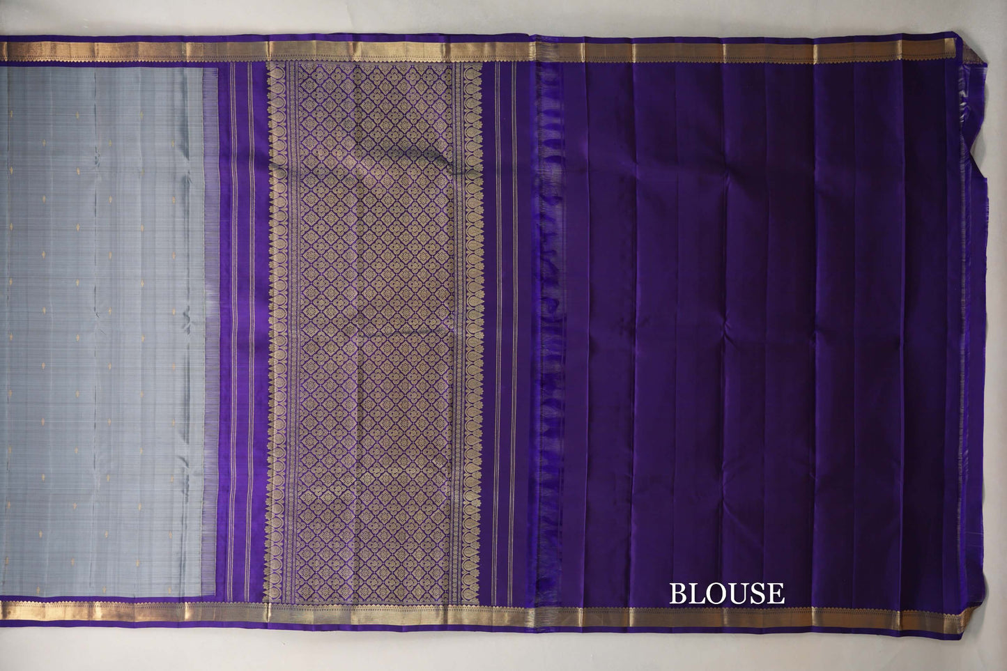 Silver Grey  Vintage Kanjivaram Silk Saree blouse