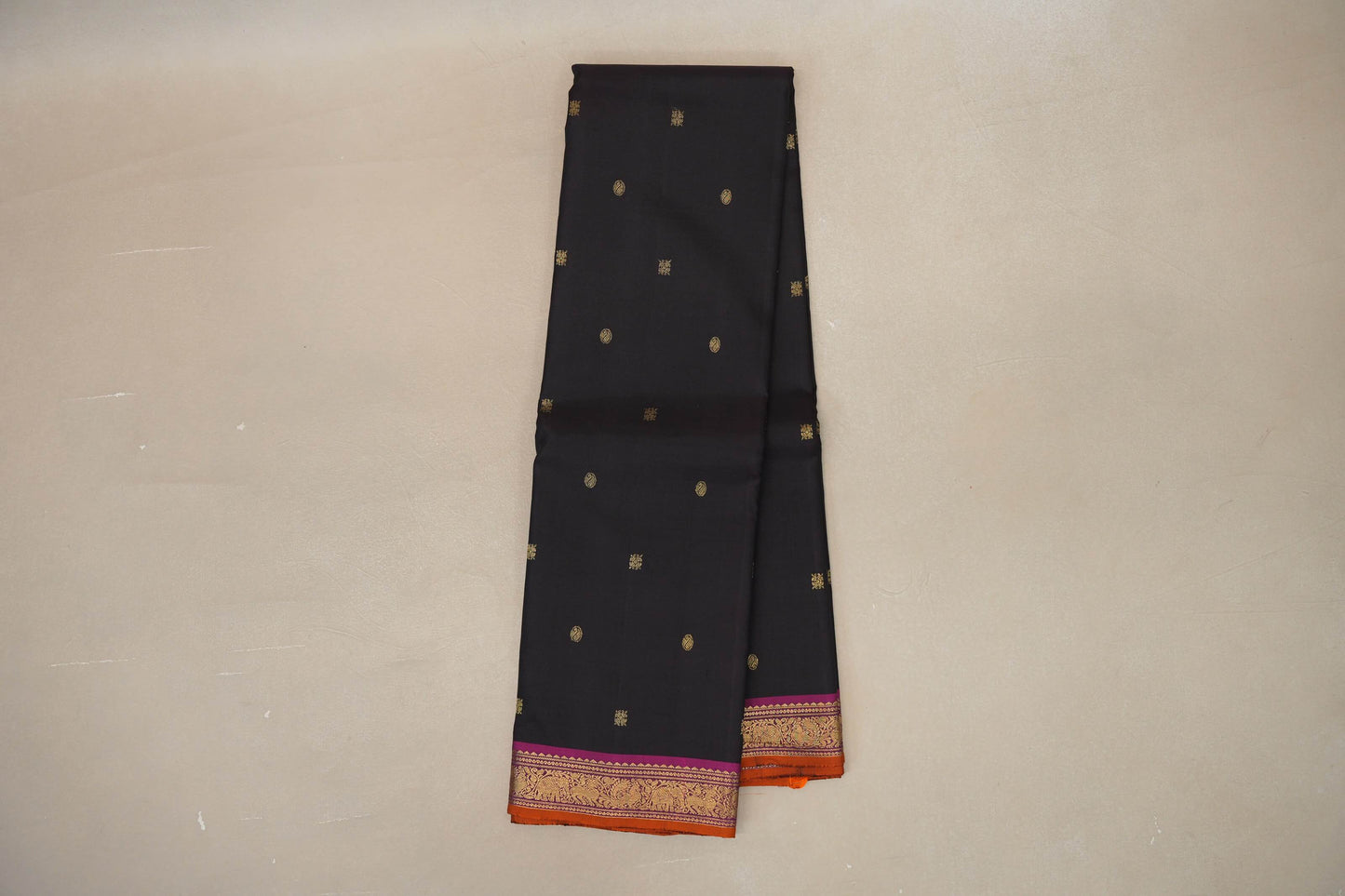 Dark chocolate brown Vintage Kanjivaram Silk Saree  by Shreenivas Silks PSSR018874
