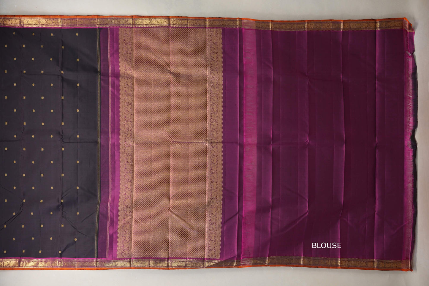 Dark chocolate brown Vintage Kanjivaram Silk Saree blouse