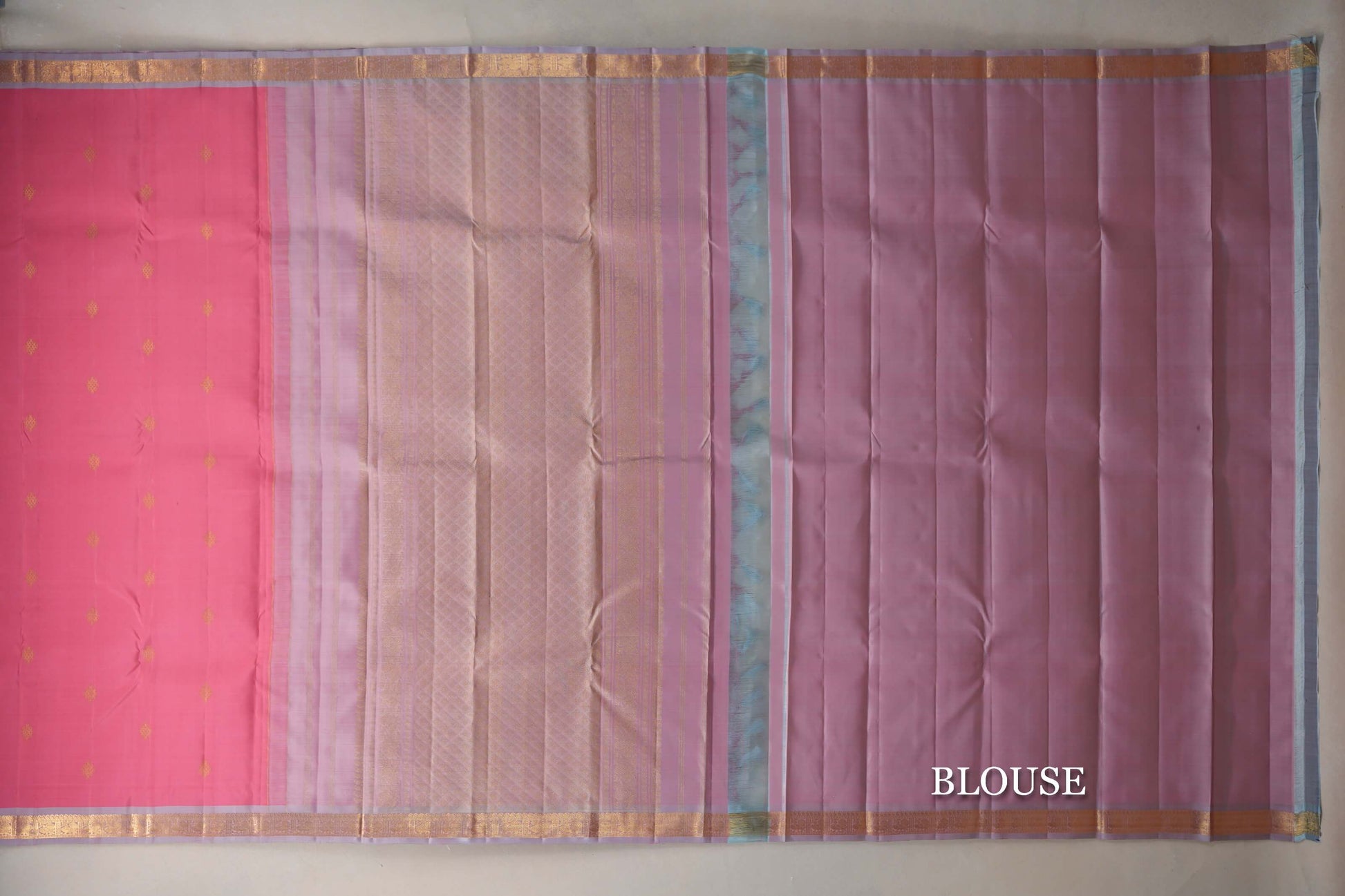 Rose Pink Vintage Kanjivaram Silk Saree blouse