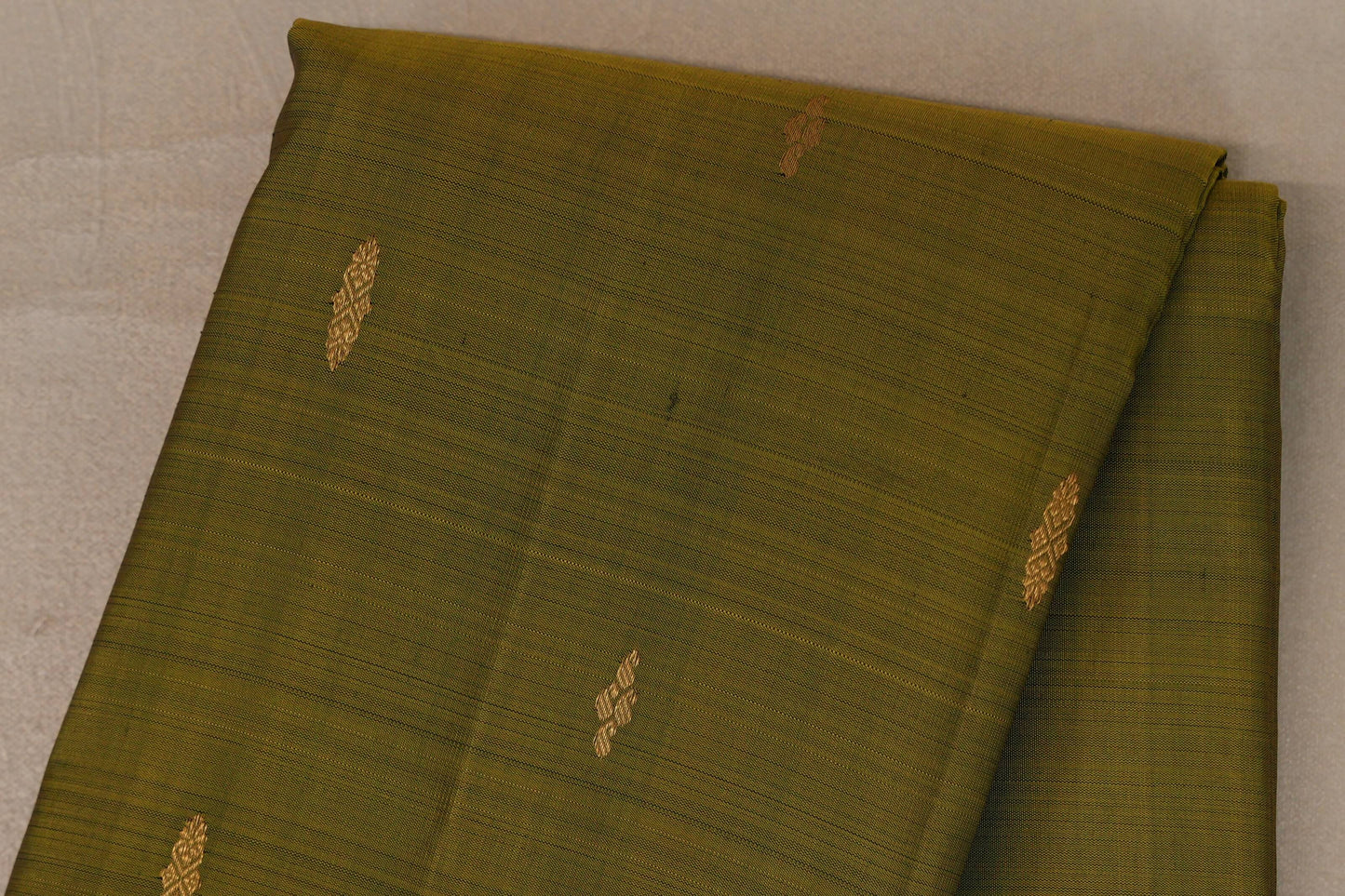Olive Green Vintage Kanjivaram Silk Saree body zoom