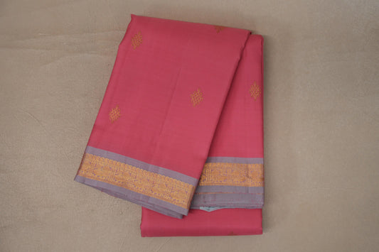 folded Rose Pink Vintage Kanjivaram Silk Saree