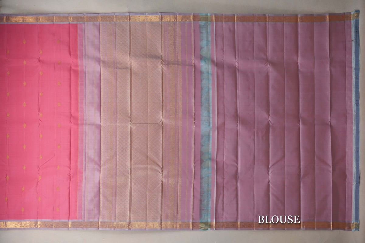 Rose Pink Vintage Kanjivaram Silk Saree blouse