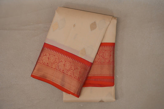 folded Cream Soft Silk Saree 