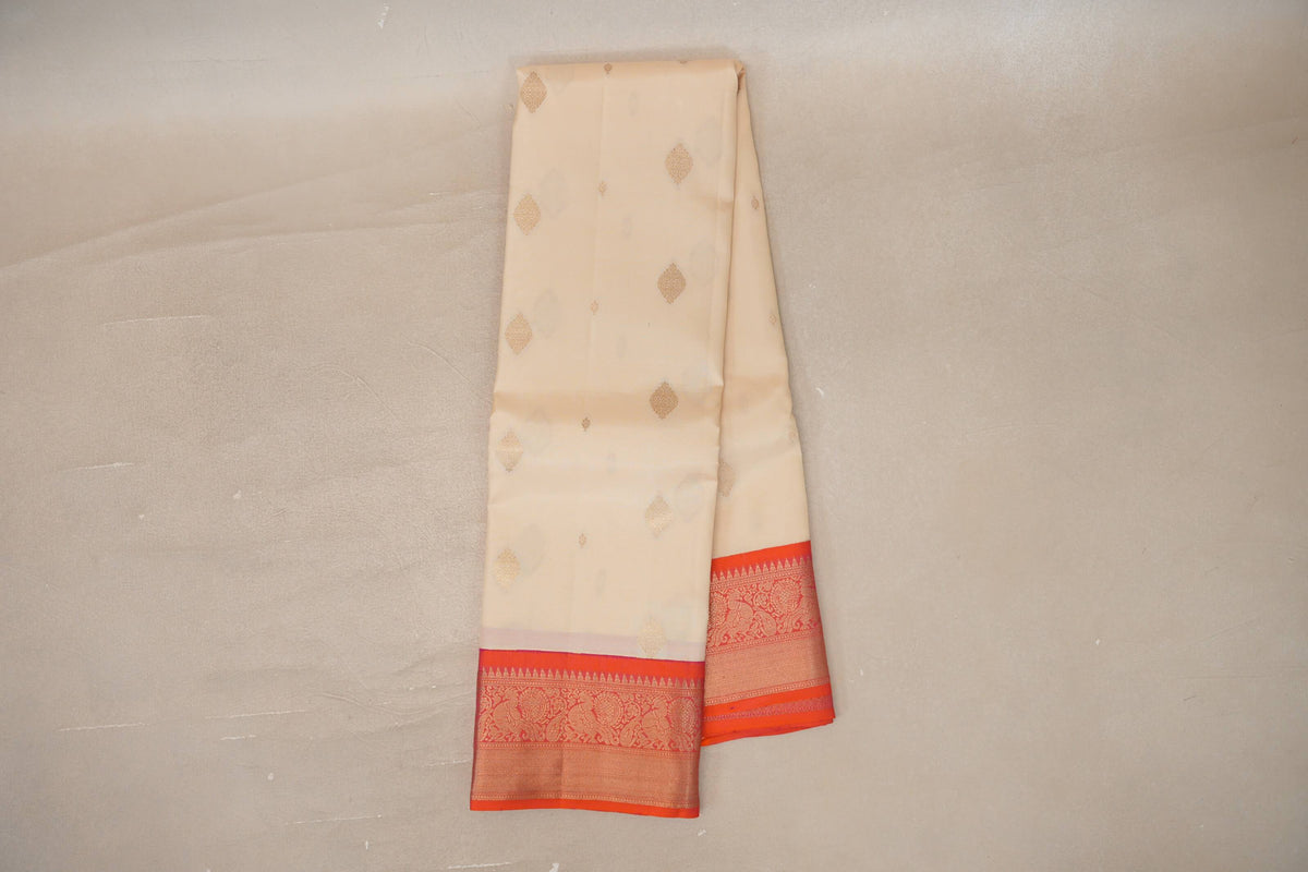 Cream Soft Silk Saree  online
